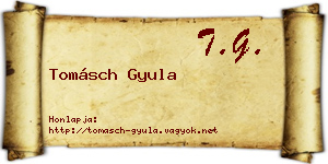 Tomásch Gyula névjegykártya